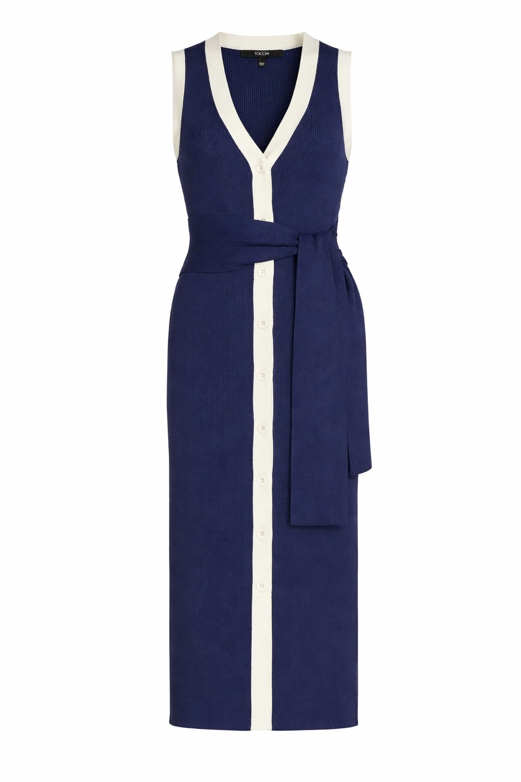 VICTORIA SLEEVELESS BUTTON-FRONT MIDI DRESS