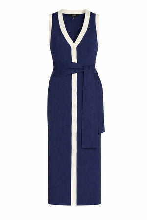 VICTORIA SLEEVELESS BUTTON-FRONT MIDI DRESS