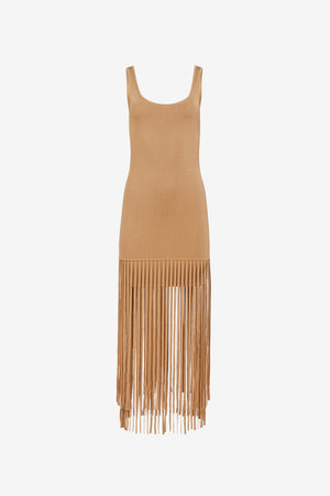 ROXANNE SCOOP NECK MINI DRESS WITH FRINGE - Toccin