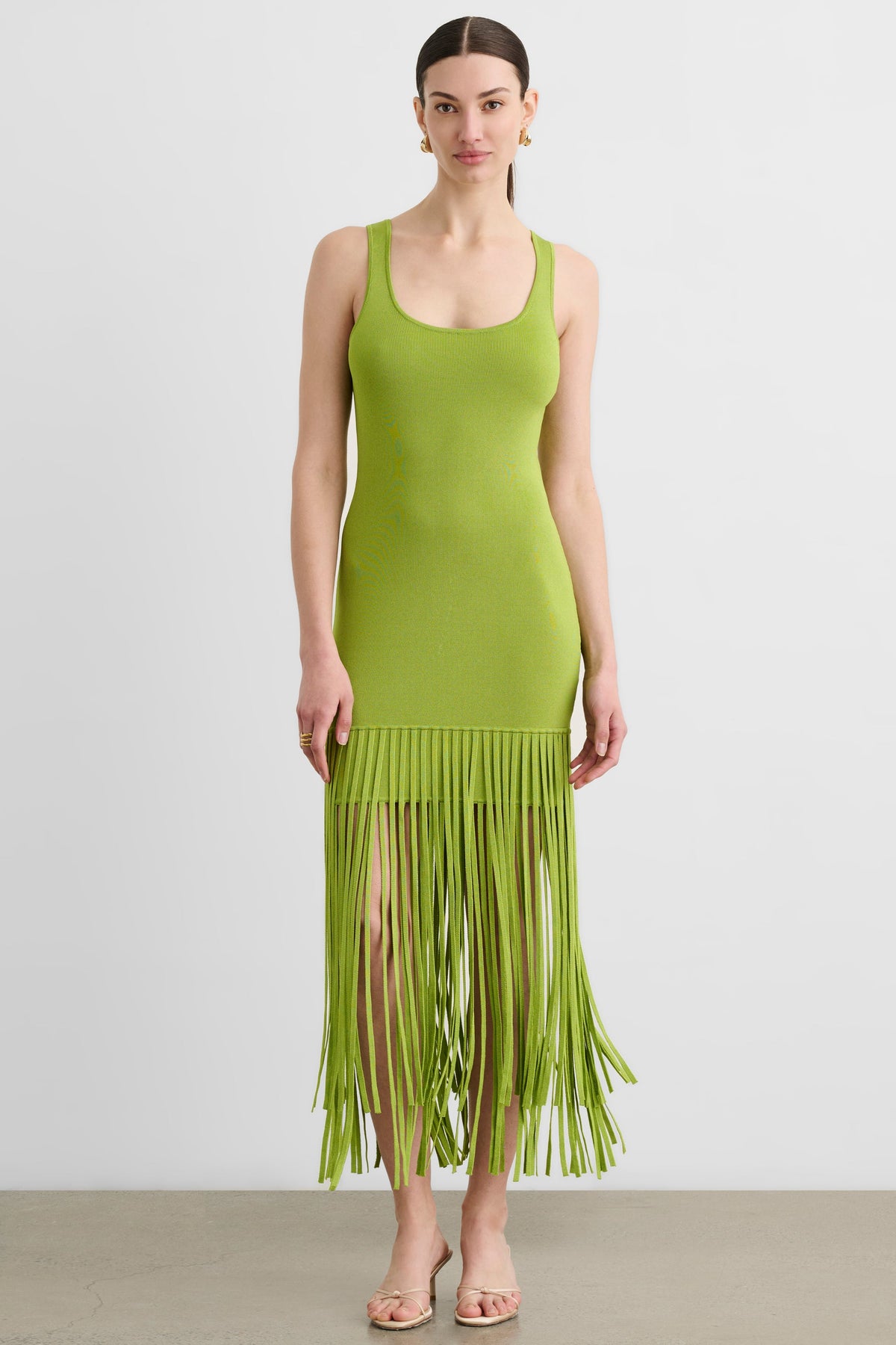 ROXANNE SCOOP NECK MINI DRESS WITH FRINGE - Toccin