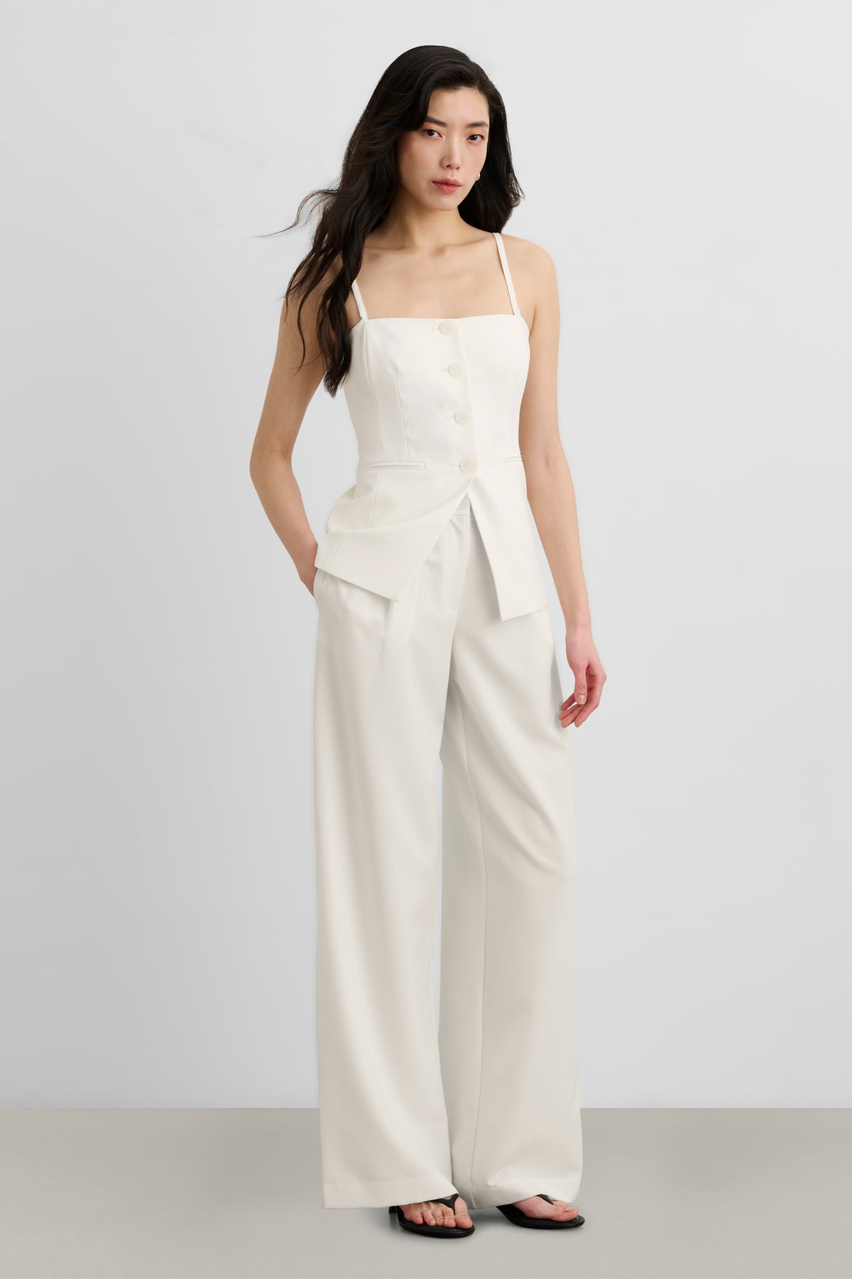 ROXY SQUARE NECK BUTTON-FRONT VEST