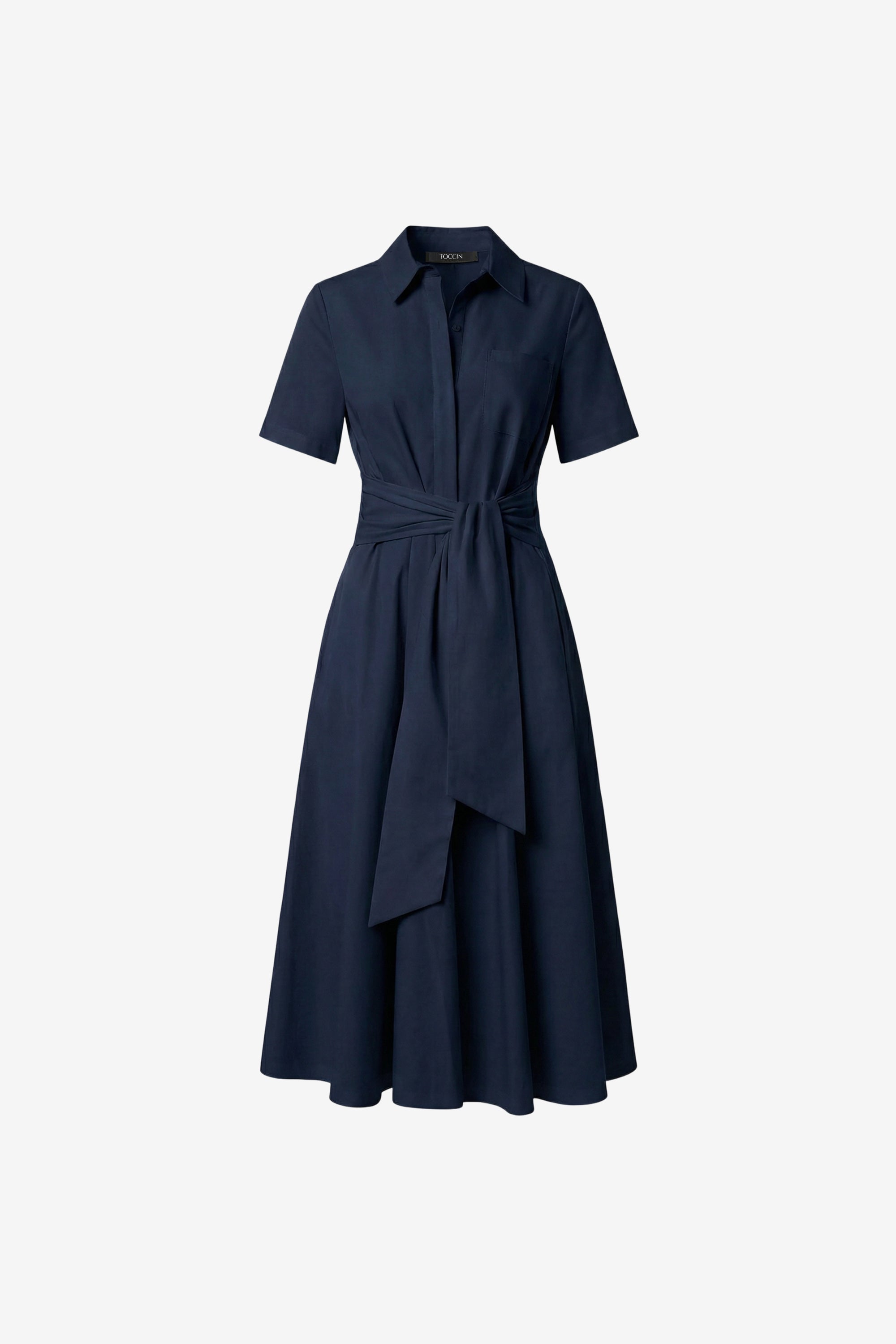 MEGAN SHORT SLEEVE TIE-FRONT MIDI SHIRT DRESS MEGAN SHORT SLEEVE TIE-FRONT MIDI SHIRT DRESS