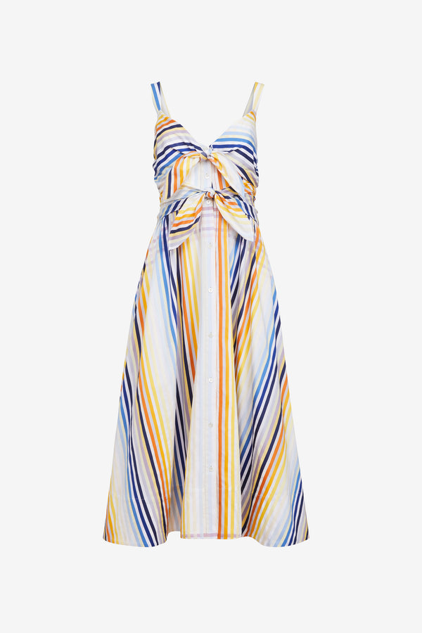 WREN DOUBLE TIE-FRONT MIDI DRESS