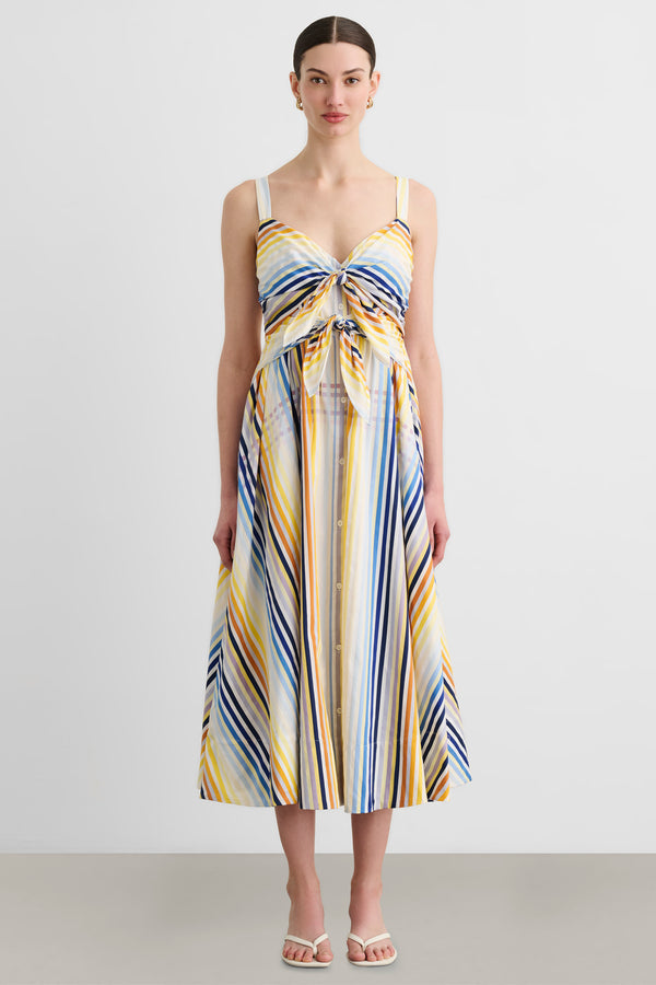 WREN DOUBLE TIE-FRONT MIDI DRESS