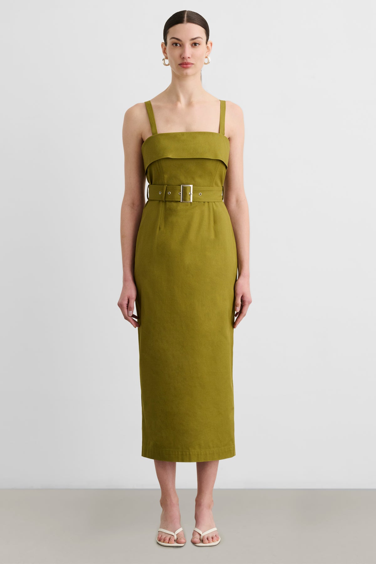 THEODORA BELTED MIDI DRESS - Toccin