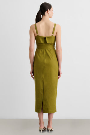 THEODORA BELTED MIDI DRESS - Toccin