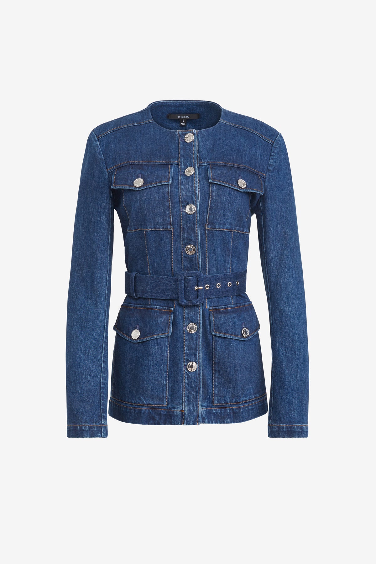 DAWN COLLARLESS BELTED JACKET - Toccin