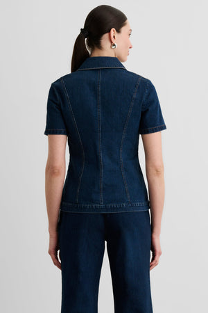 HALLE SHORT SLEEVE BUTTON FRONT TOP - Toccin