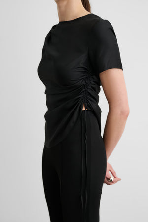 UMA SHORT SLEEVE TOP WITH DRAWSTRING DETAIL - Toccin