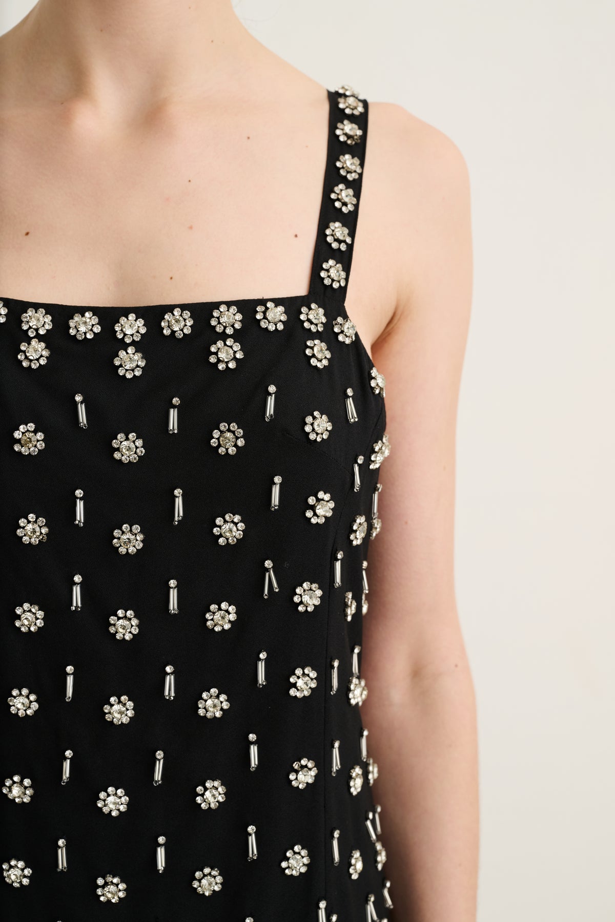 DOVE HAND-BEADED MINI SHIFT DRESS - Toccin