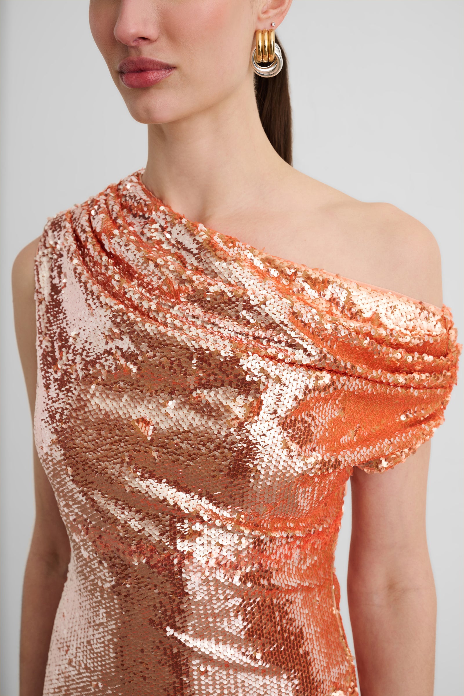 AUDREY ASYMMETRICAL DRAPED MIDI DRESS - Toccin