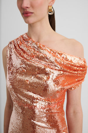 AUDREY ASYMMETRICAL DRAPED MIDI DRESS - Toccin