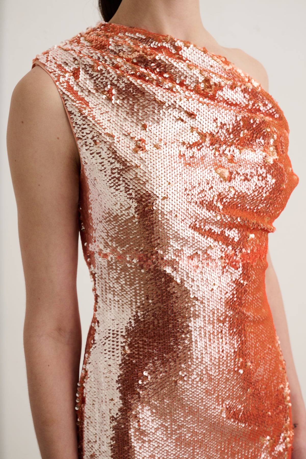 AUDREY ASYMMETRICAL DRAPED MIDI DRESS - Toccin