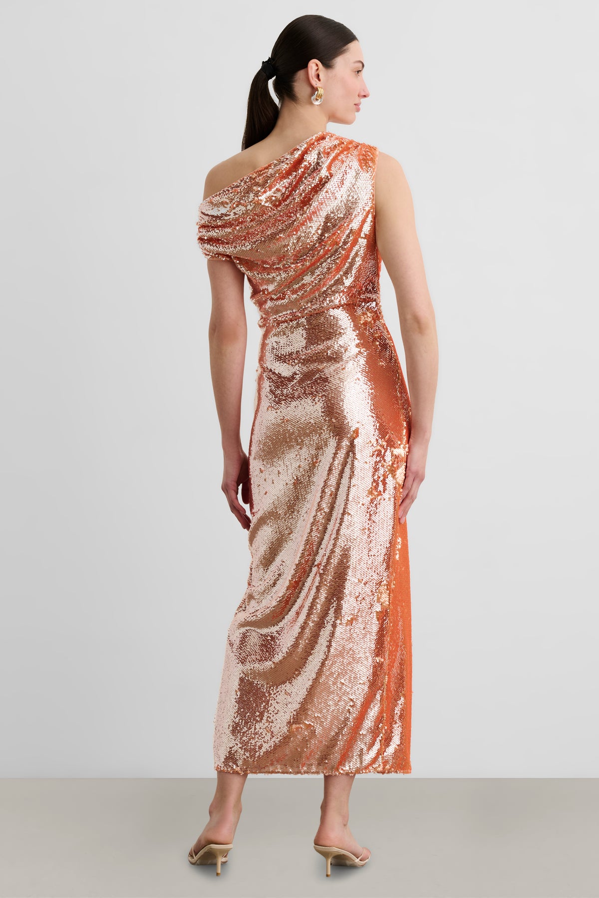 AUDREY ASYMMETRICAL DRAPED MIDI DRESS - Toccin