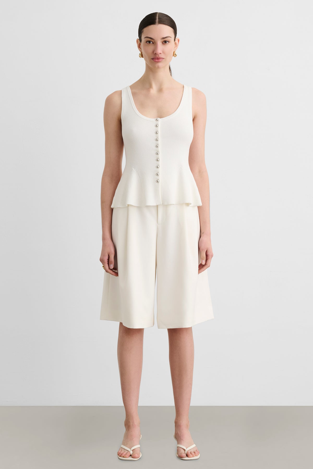 EDEN BUTTON-FRONT FIT AND FLARE TANK