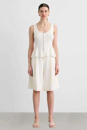 EDEN BUTTON-FRONT FIT AND FLARE TANK