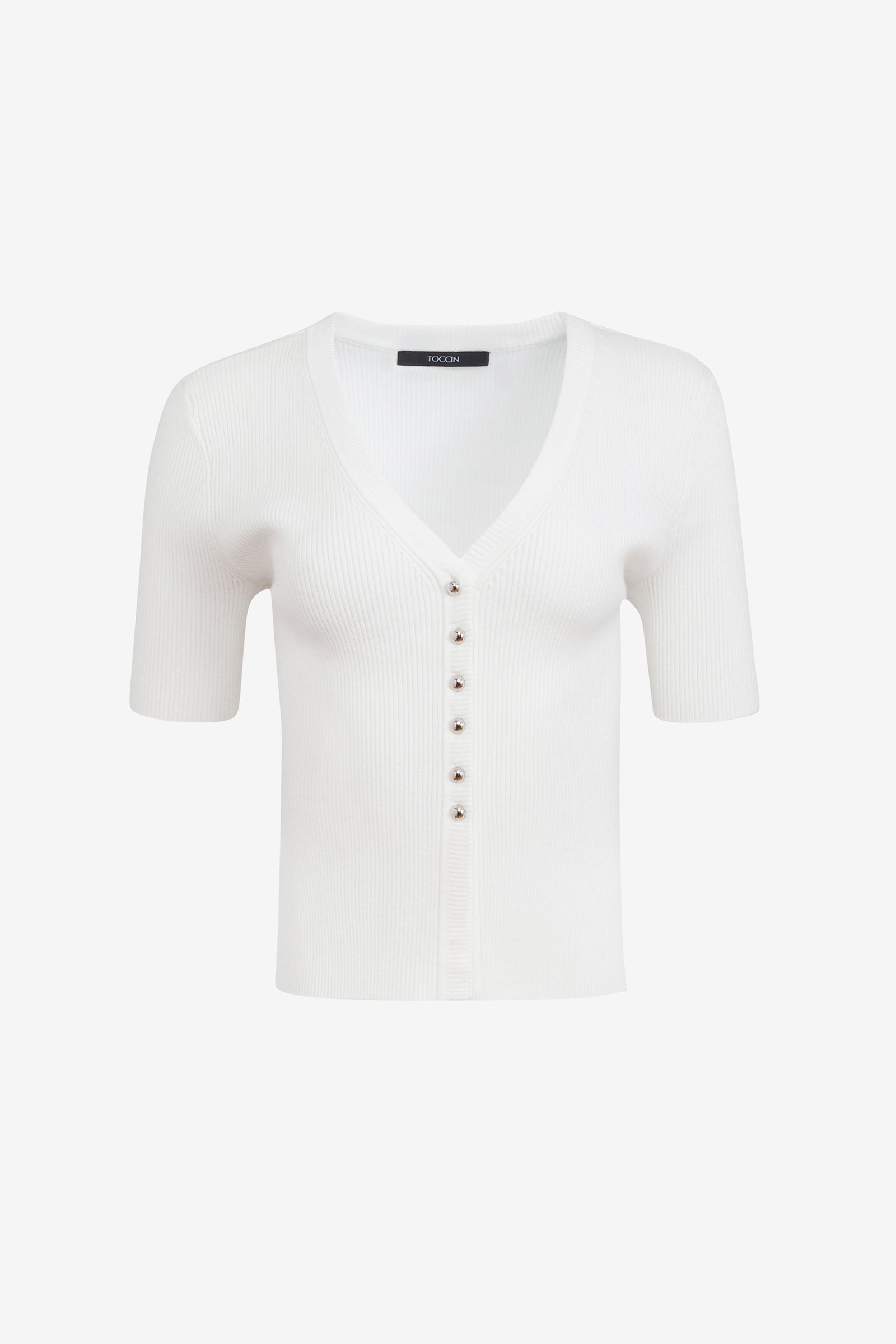 CHARITY BUTTON FRONT SHORT SLEEVE TOP - Toccin