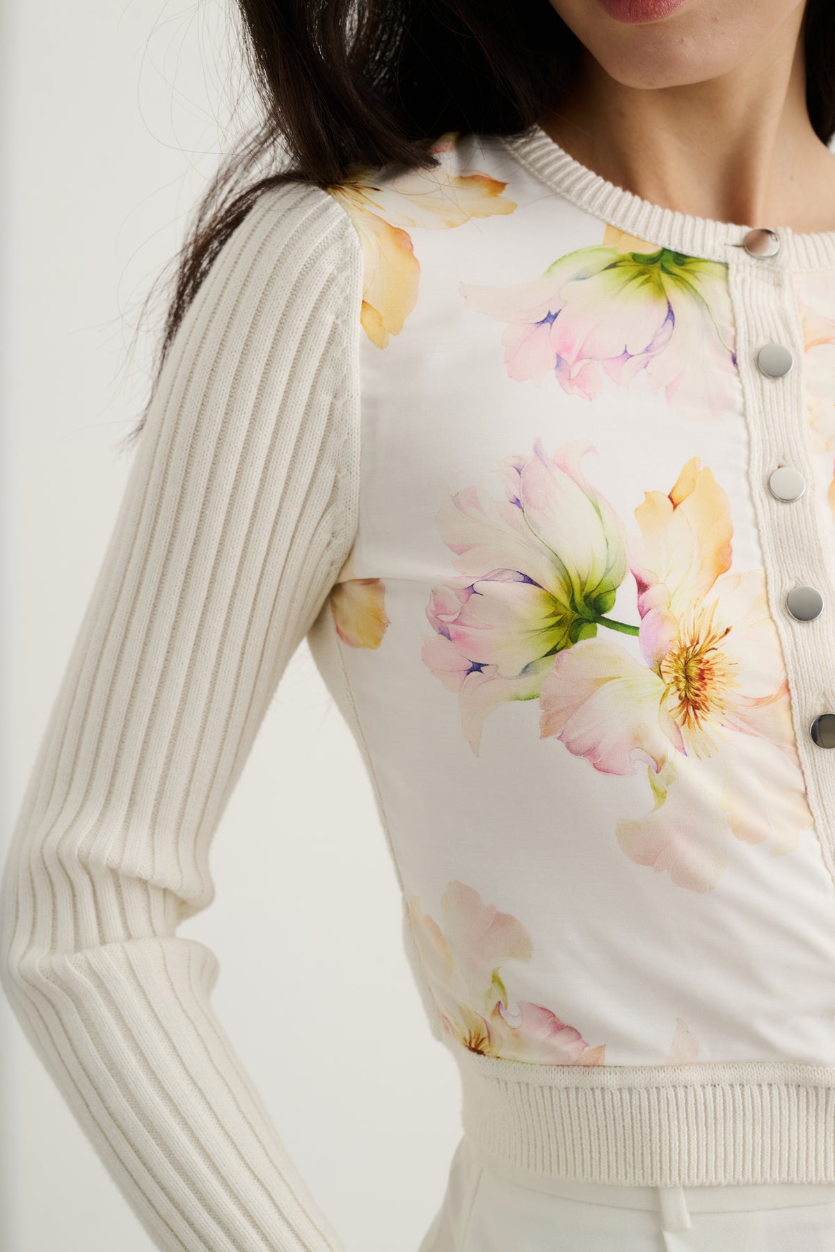 MIRIAM SILK COMBO CARDIGAN