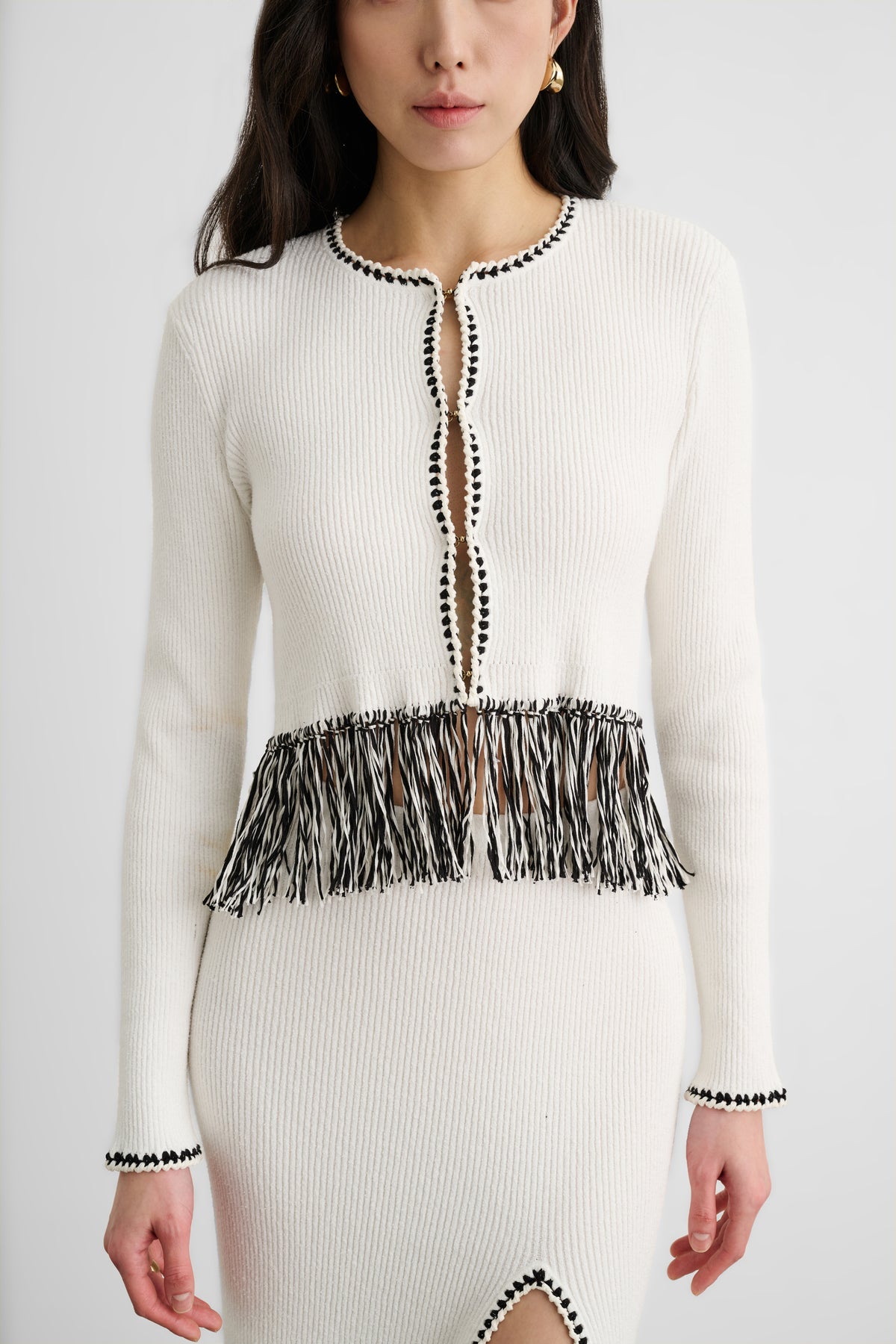 MONROE LONG SLEEVE FRINGE CARDIGAN - Toccin
