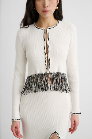 MONROE LONG SLEEVE FRINGE CARDIGAN - Toccin