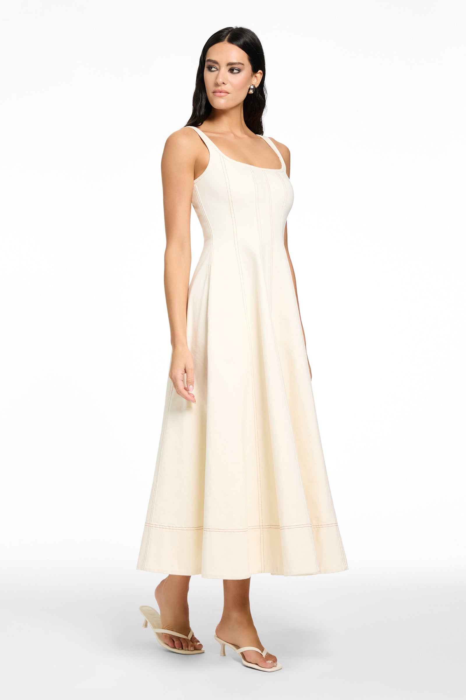 TIA SCULPTED MIDI DRESS-DENIM - Toccin