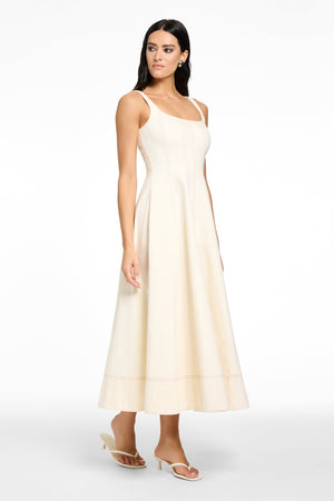 TIA SCULPTED MIDI DRESS-DENIM - Toccin