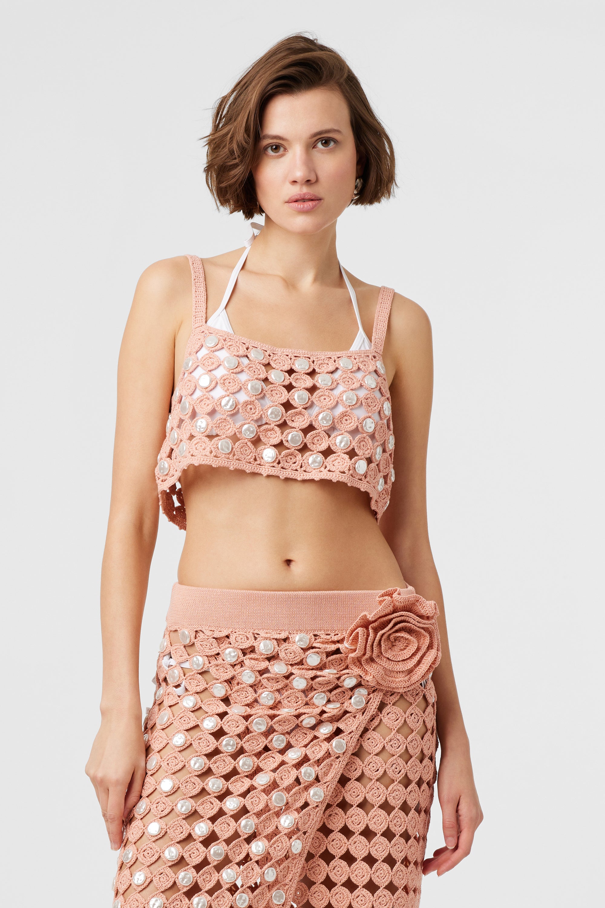 Andrea Crochet Pearls Tank - Toccin