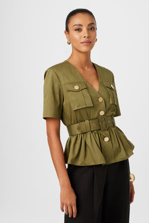 Ezra Safari Peplum Top - Toccin