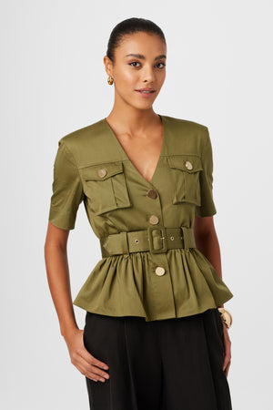 Ezra Safari Peplum Top - Toccin