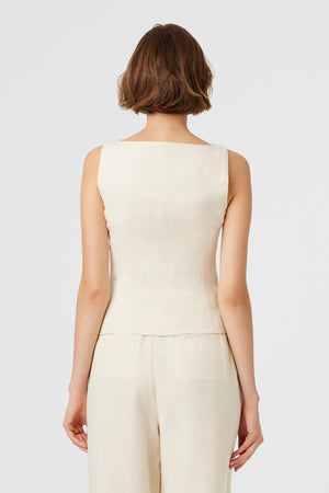 Georgia Linen Button-Front Top - Toccin