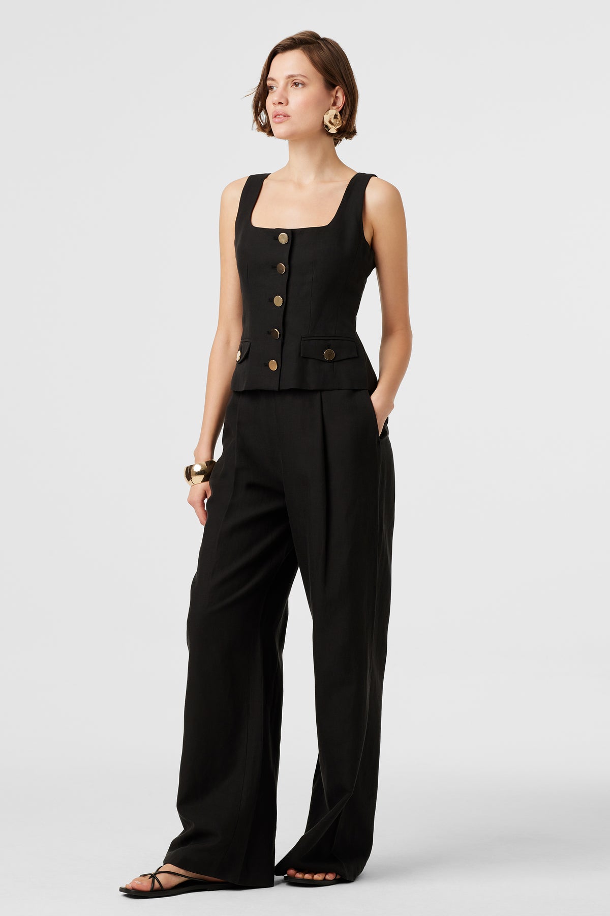 Hailey Linen Wide Leg Trouser - Toccin