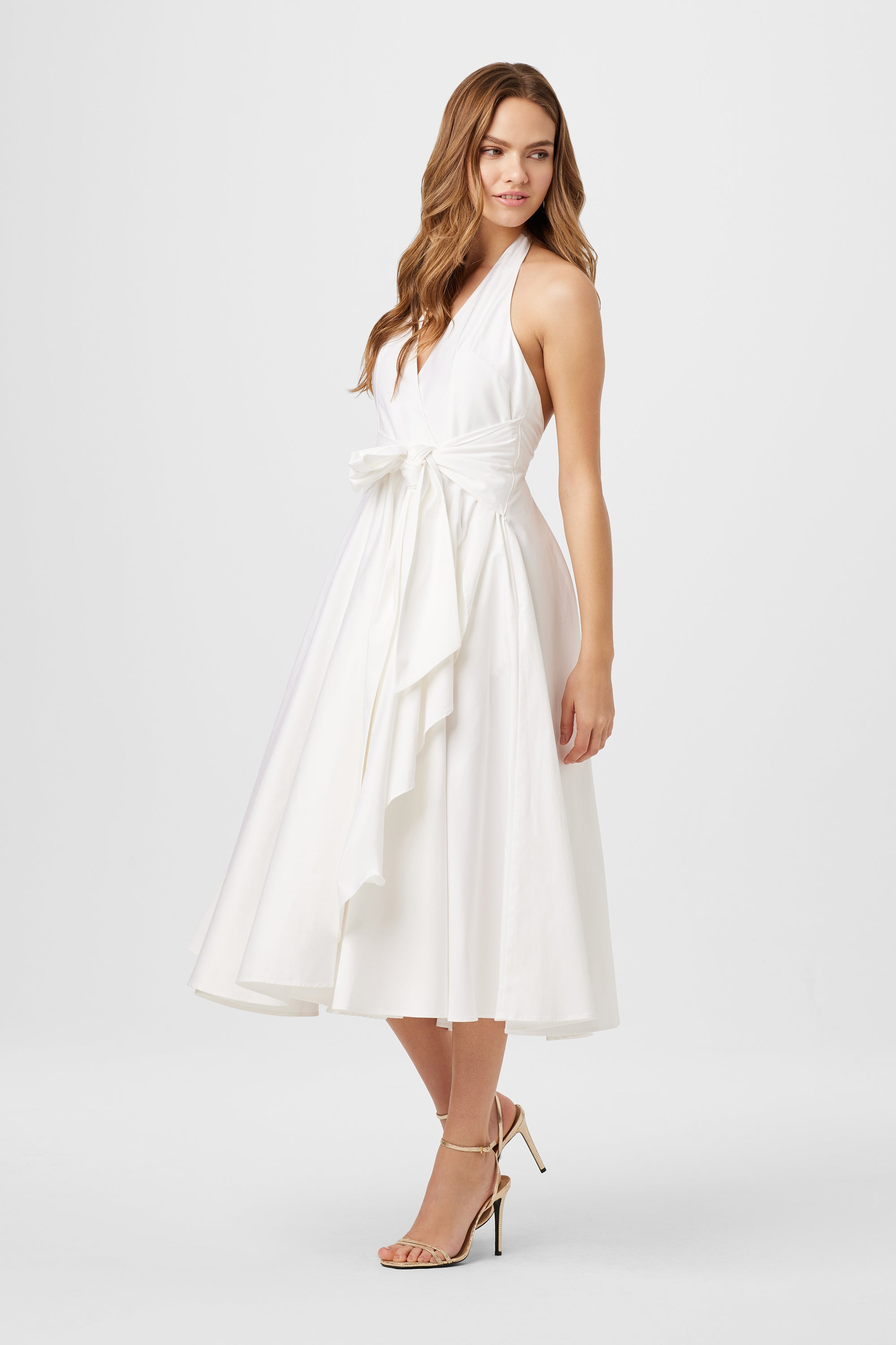 Hannah Halter Tie Front Midi Dress - Toccin