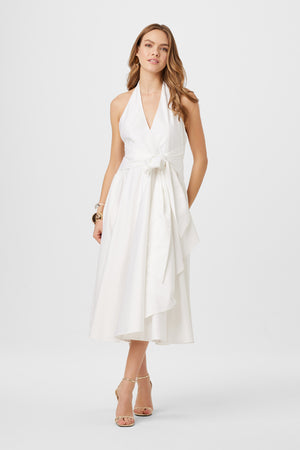 Hannah Halter Tie Front Midi Dress - Toccin