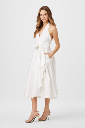 Hannah Halter Tie Front Midi Dress - Toccin