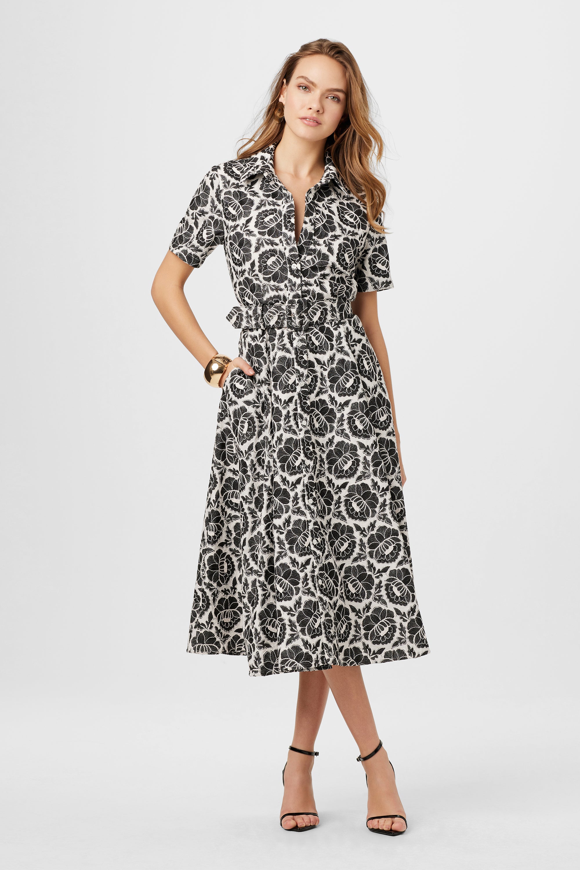 Jean Embroidery Midi Dress - Toccin