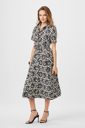 Jean Embroidery Midi Dress - Toccin