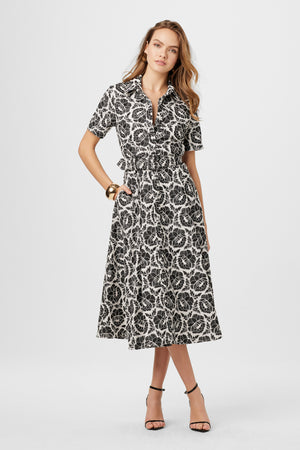 Jean Embroidery Midi Dress - Toccin