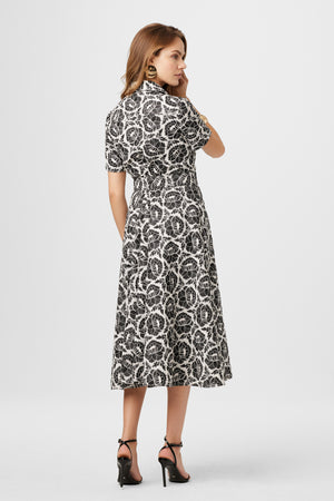 Jean Embroidery Midi Dress - Toccin