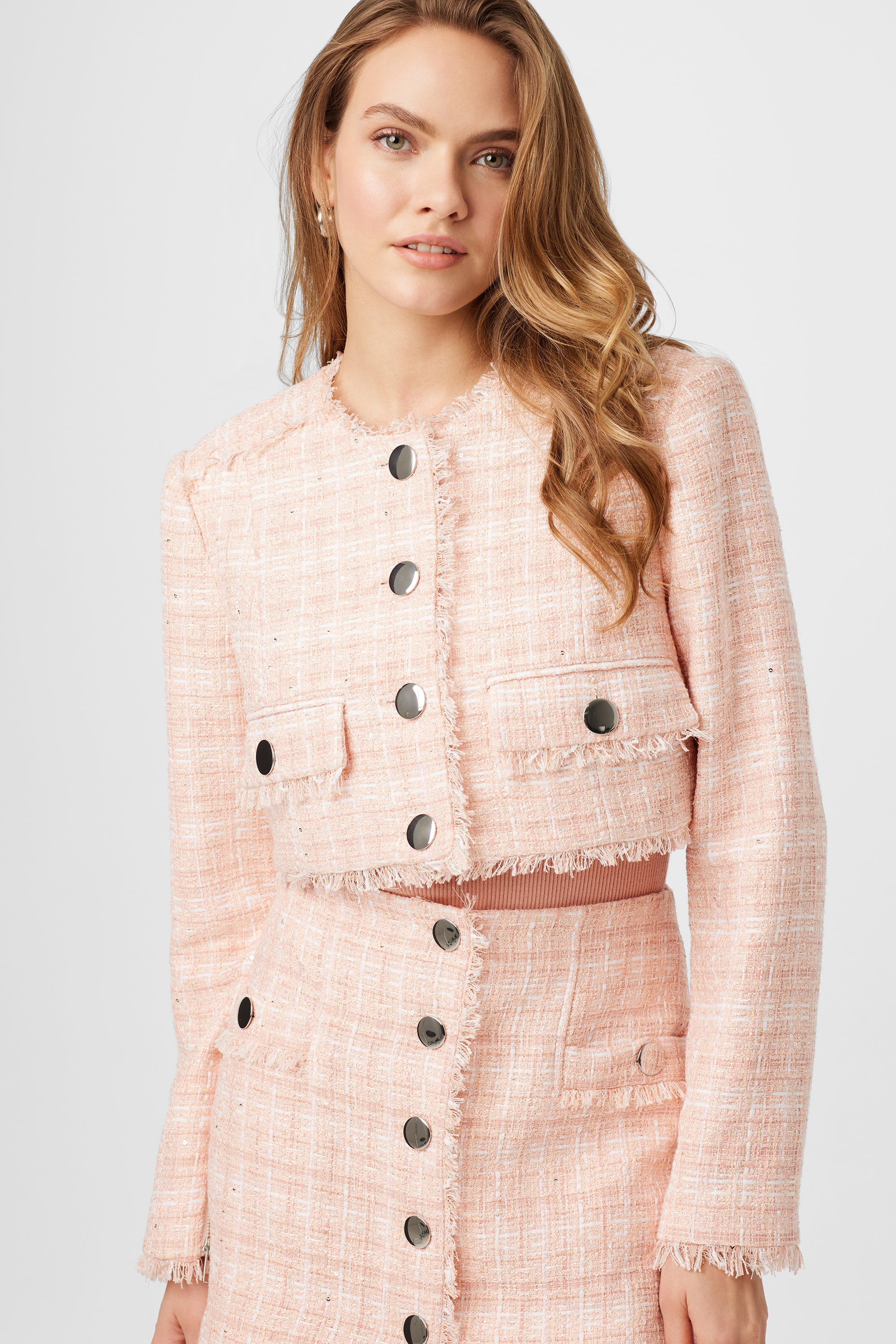 Lainey Crew Neck Tweed Jacket - Toccin