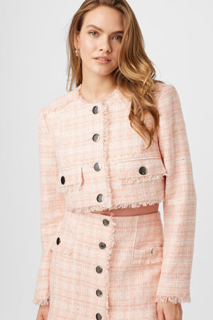 Lainey Crew Neck Tweed Jacket - Toccin