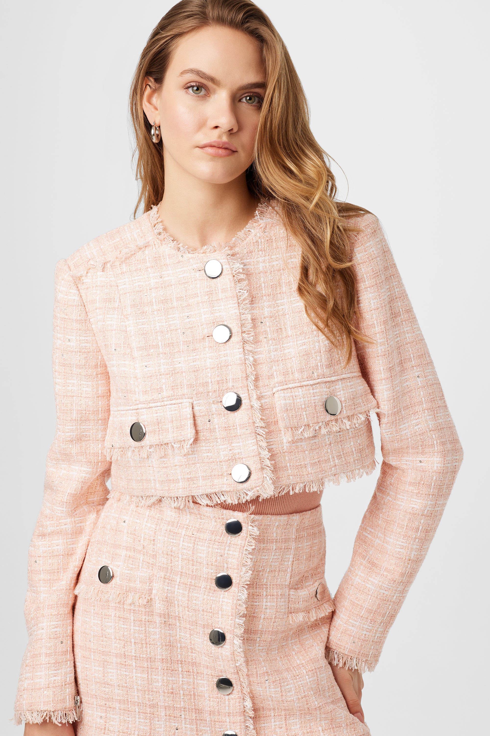 Lainey Crew Neck Tweed Jacket - Toccin