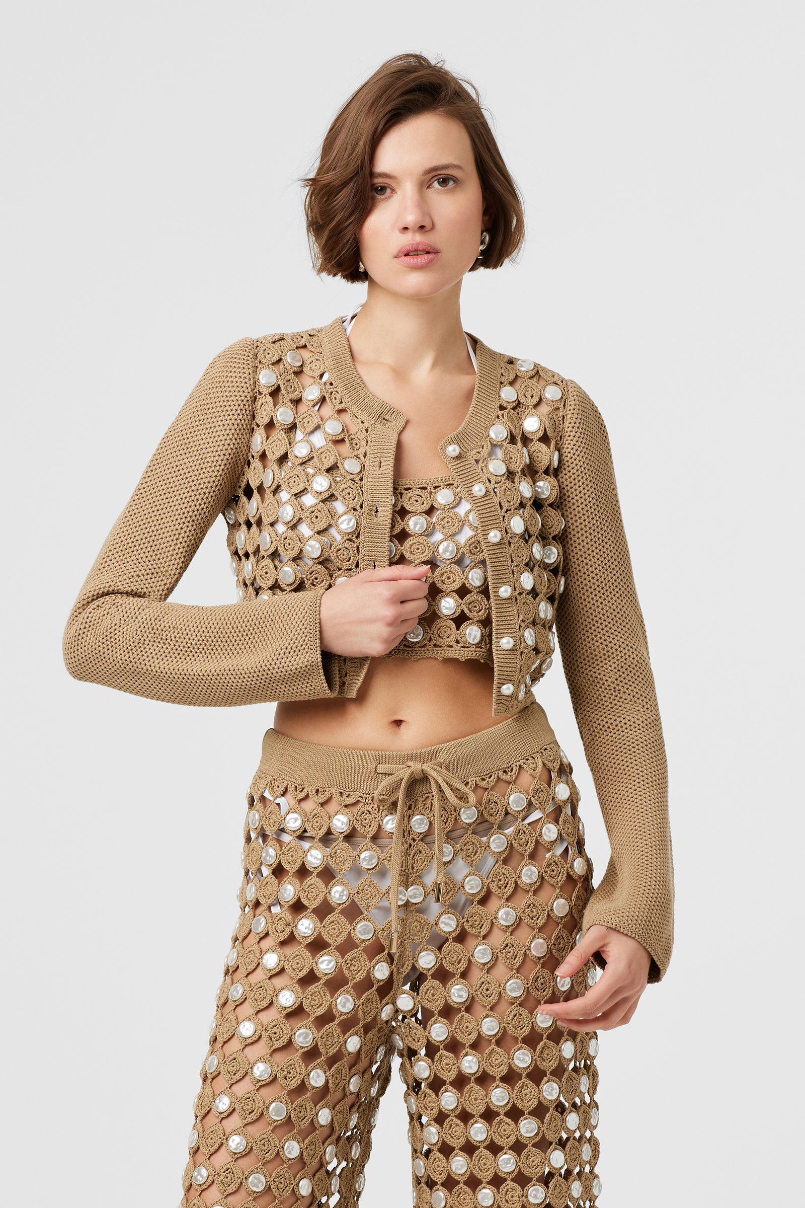 Noah Crochet Front Crop Cardigan - Toccin