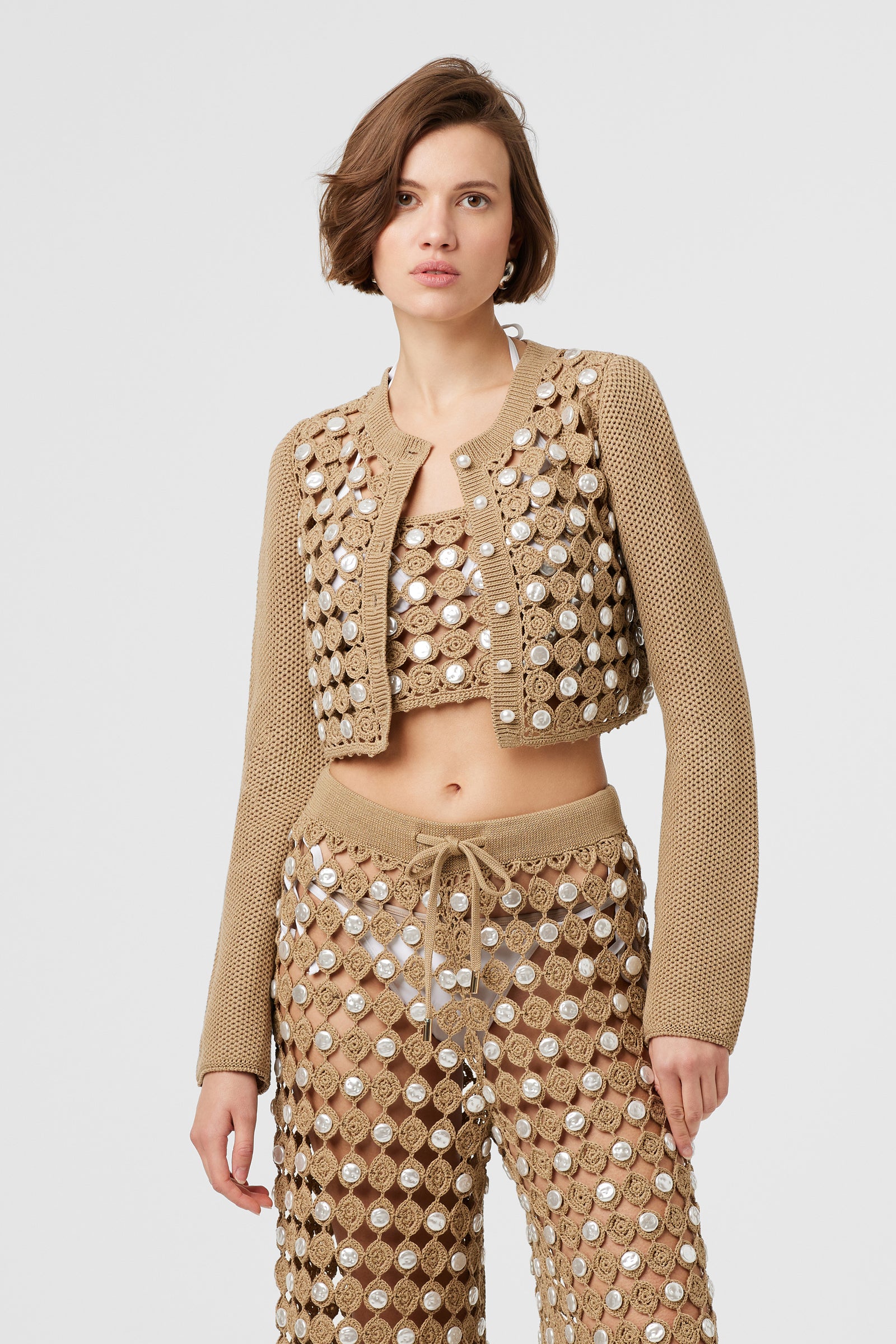 Noah Crochet Front Crop Cardigan - Toccin