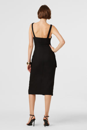 Steffie Double Tie Front Midi Dress - Toccin