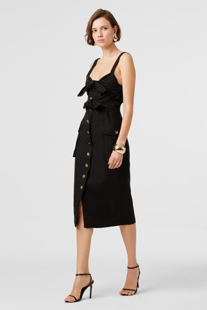 Steffie Double Tie Front Midi Dress - Toccin