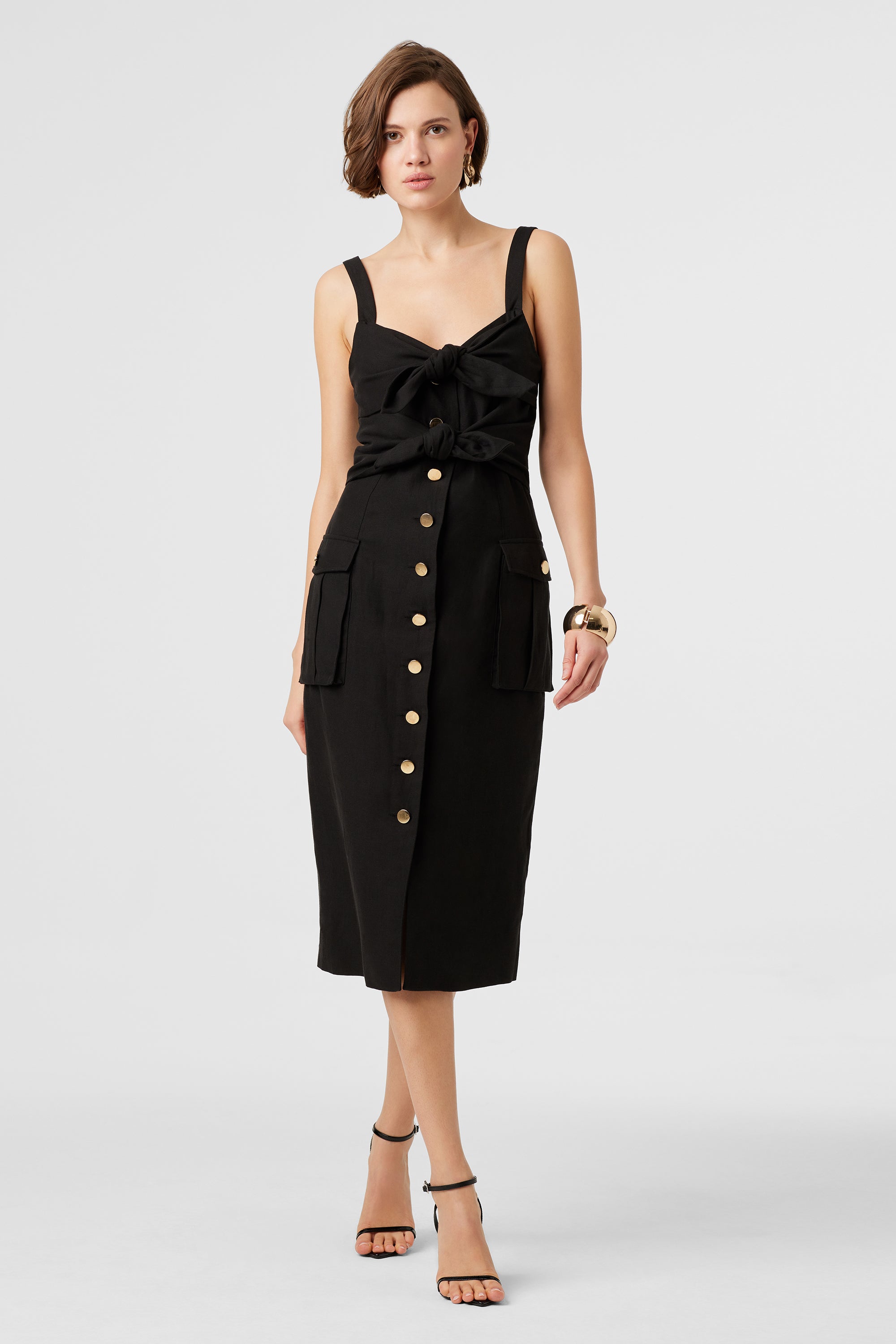 Steffie Double Tie Front Midi Dress - Toccin