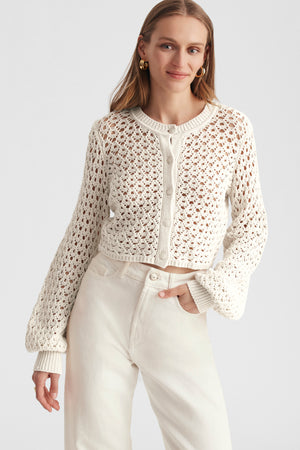 Tori Crochet Blouson Cardigan - Toccin
