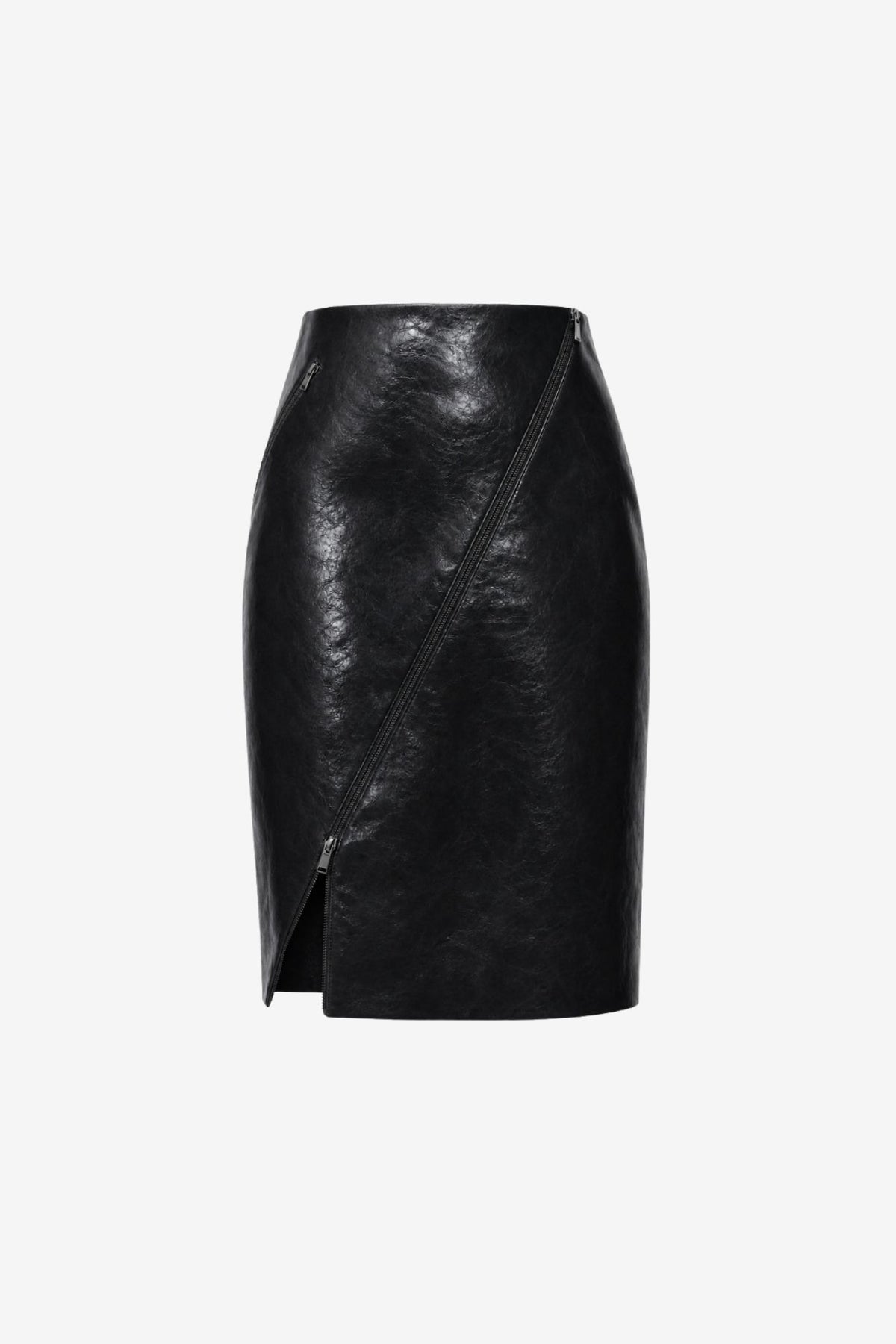 VERENA ASYMMETRICAL ZIP-FRONT SKIRT