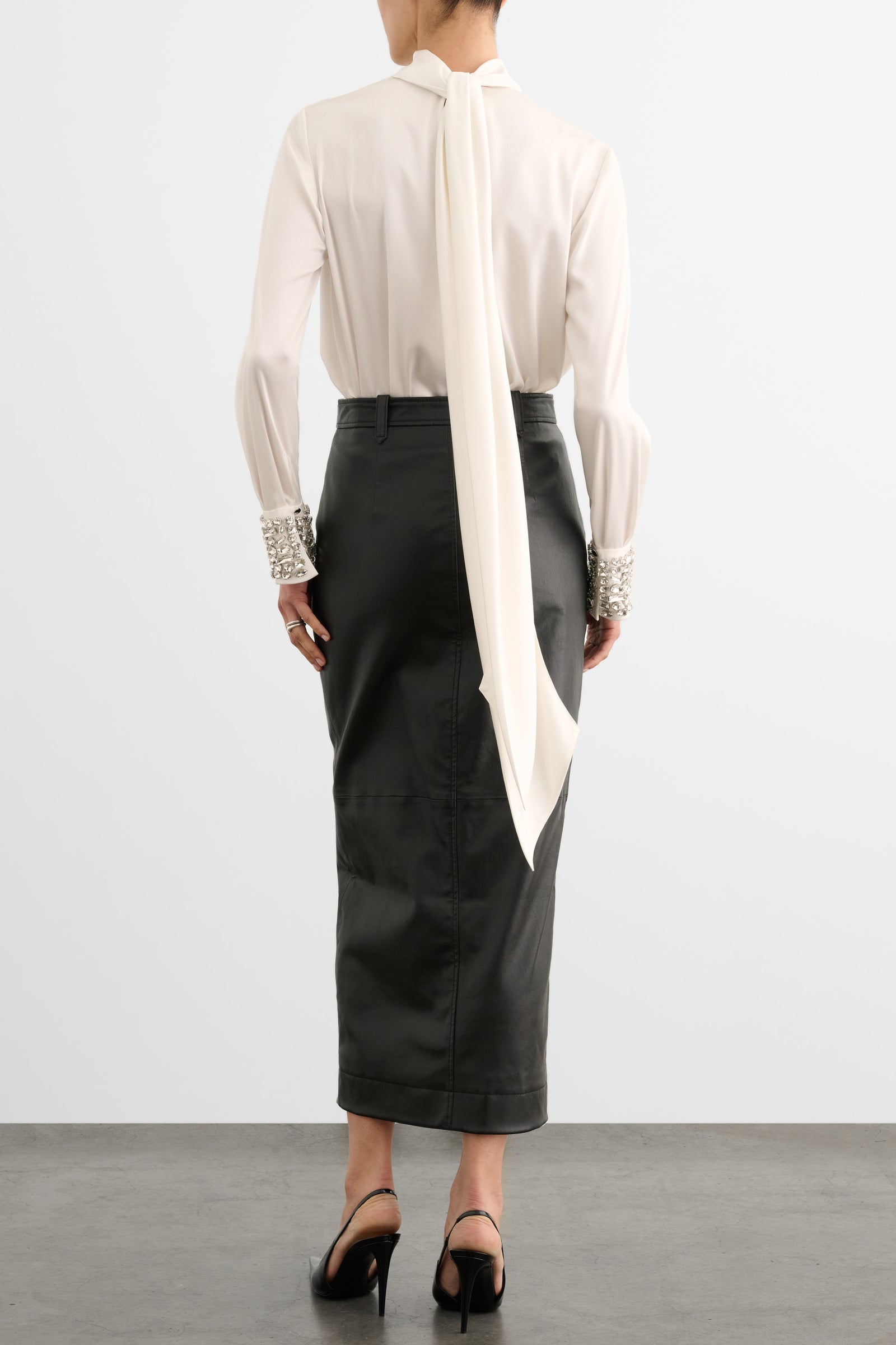 VERONICA LONG SLEEVE PUSSY-BOW BLOUSE WITH EMBELLISHMENT