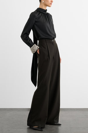 VERONICA LONG SLEEVE PUSSY-BOW BLOUSE WITH EMBELLISHMENT